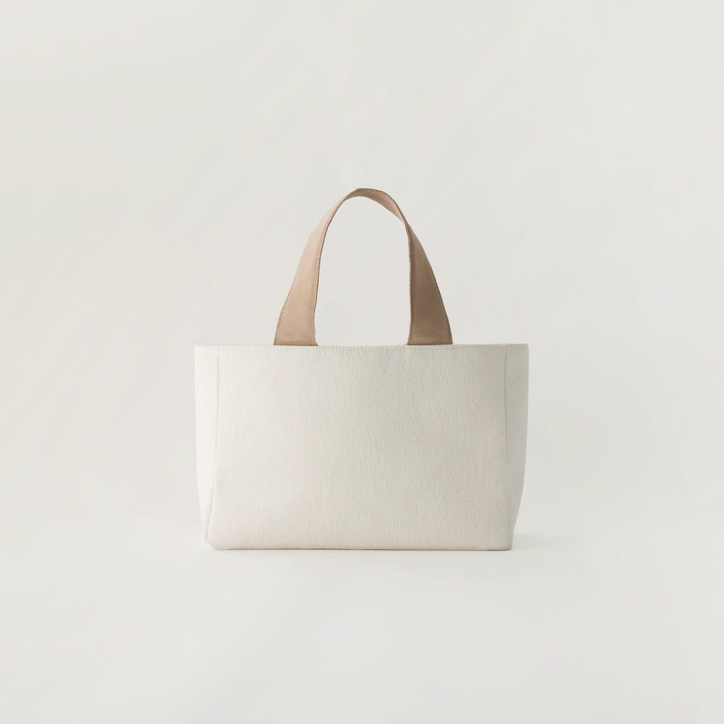 Grosgrain Wide Tote (S) White×Latte