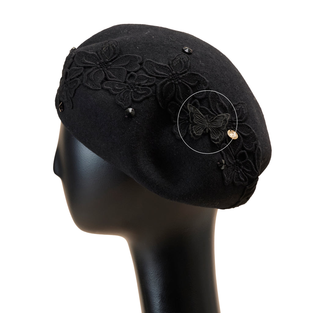 Amanda Beret Butterfly Black