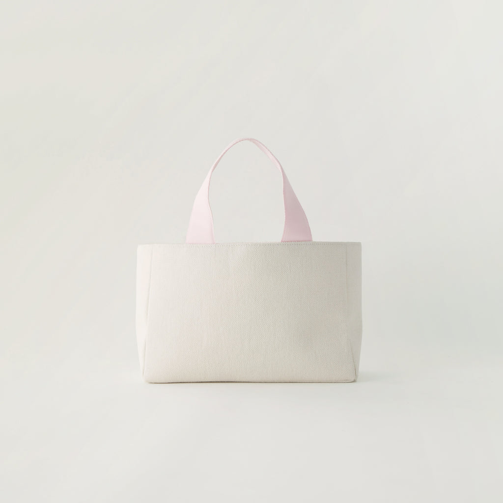 Grosgrain Wide Tote (S) White×Baby Pink