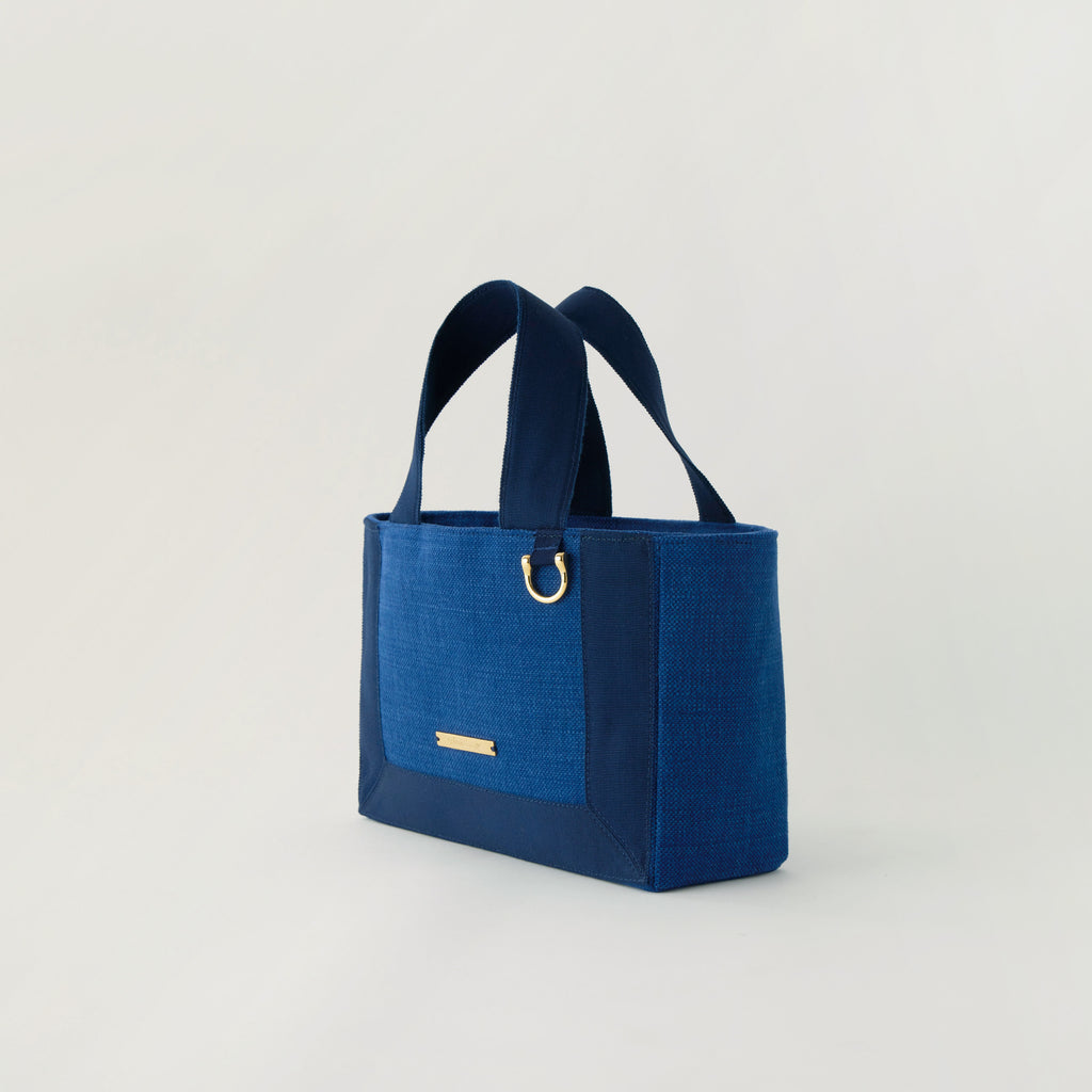 Grosgrain Wide Tote (S) Denim×Navy