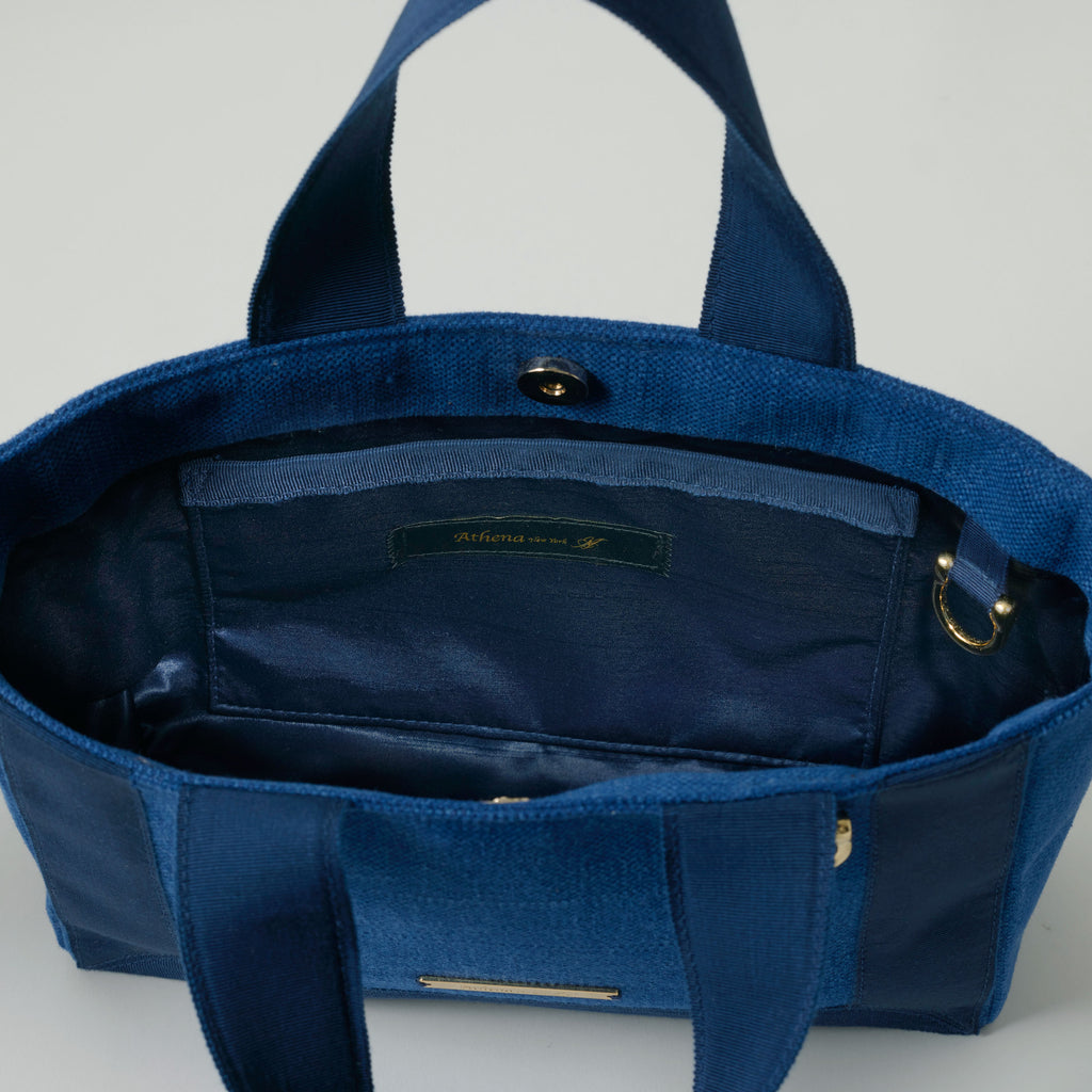 Grosgrain Wide Tote (S) Denim×Navy