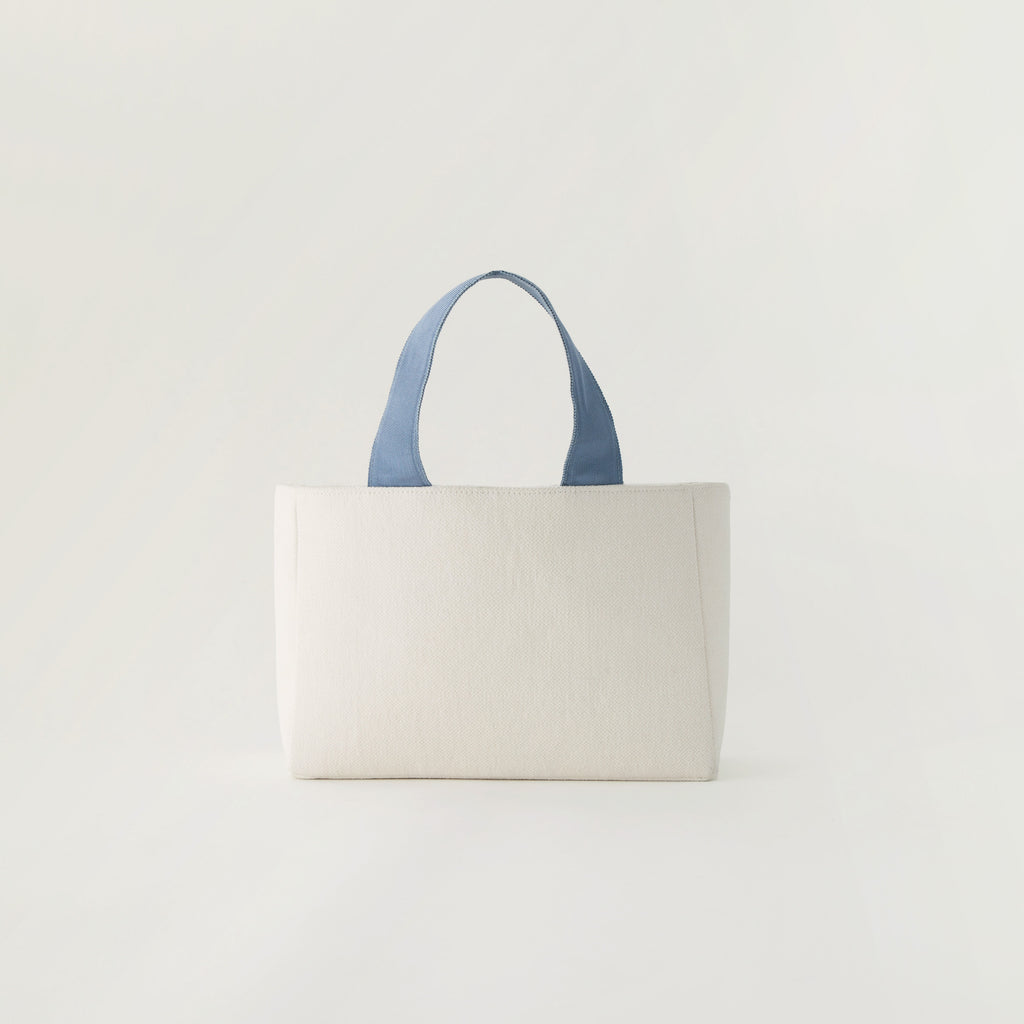 Grosgrain Wide Tote (S) White×Blue Gray