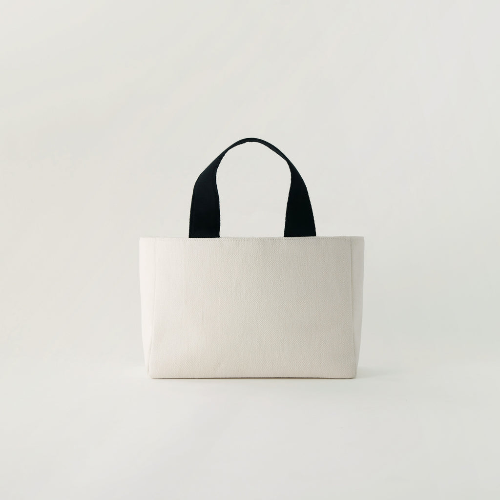 Grosgrain Wide Tote (S) White×Black