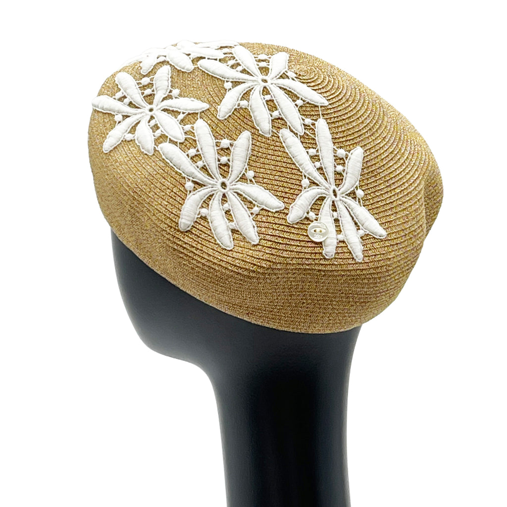 Mia Beret Tan White