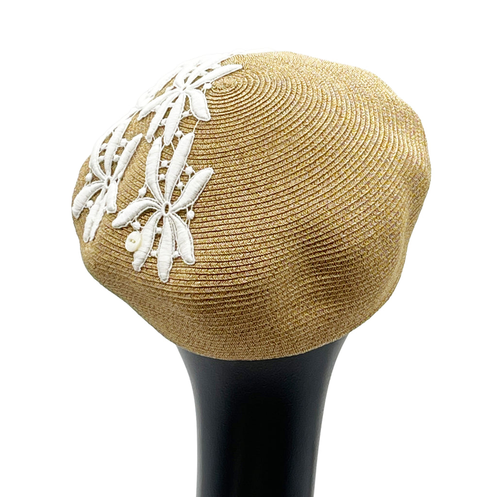 Mia Beret Tan White