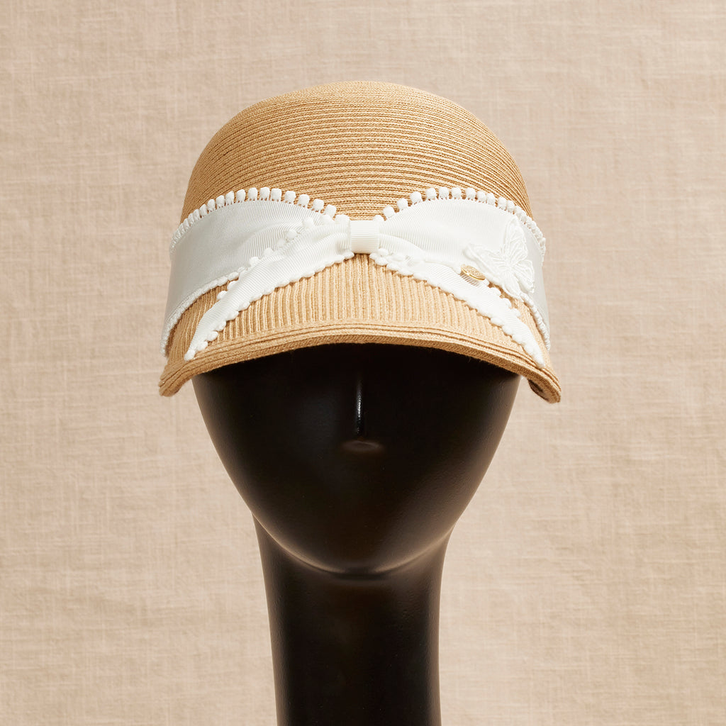 Megan Cap Butterfly Nude White